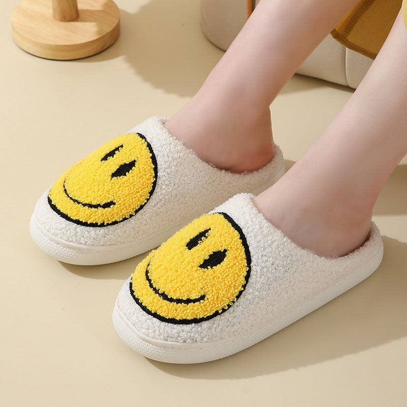 Cozy Smiley Face Plush Fur Slippers