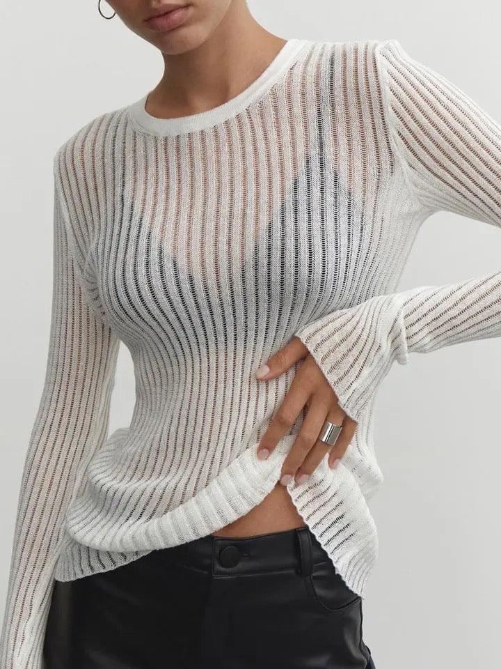 Chic Sheer Striped Layering Top