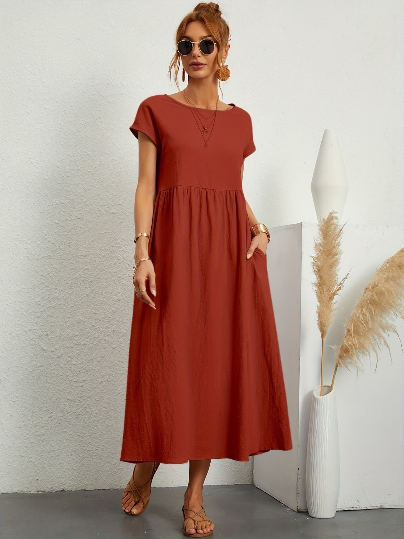 Elegant Spring Round Neck Dress