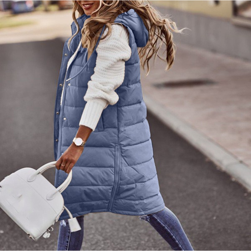 Stylish Hooded Long Bodywarmer Vest