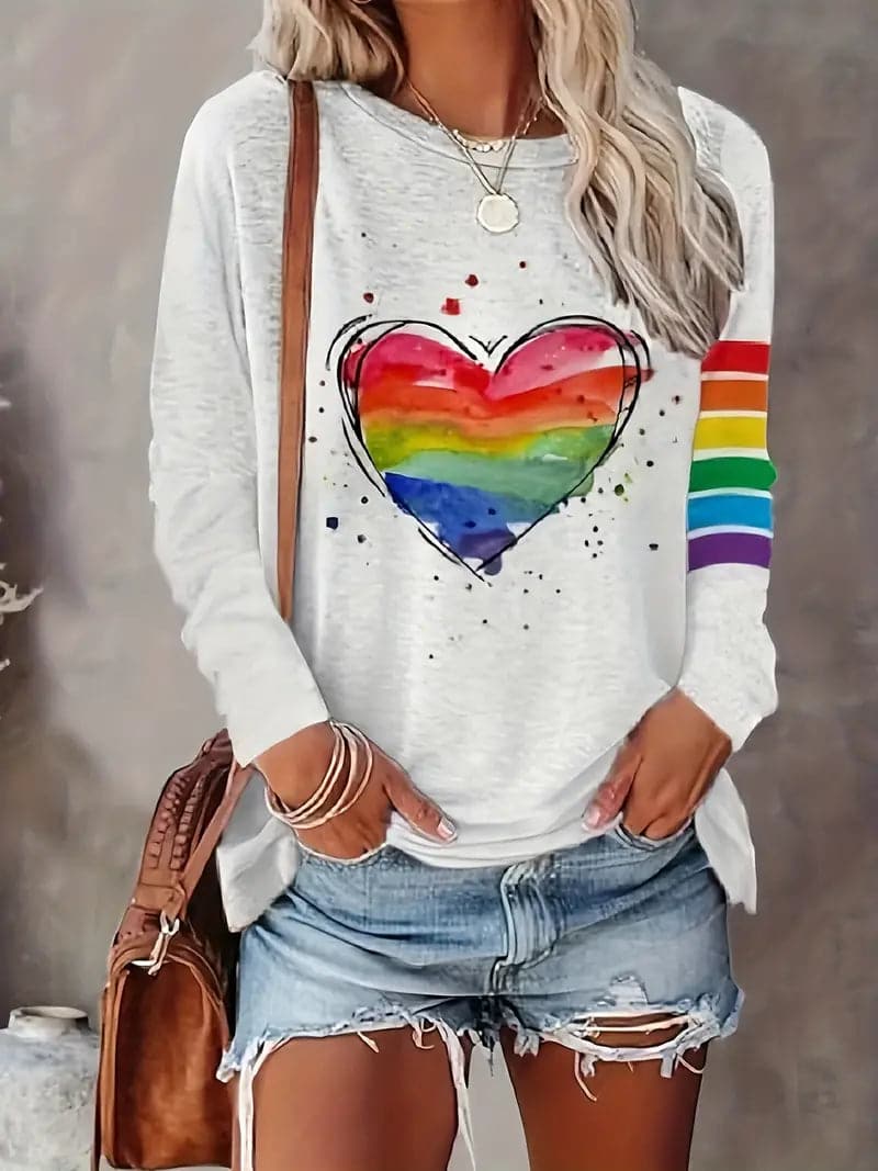 Vibrant Women's Rainbow Graphic Tee