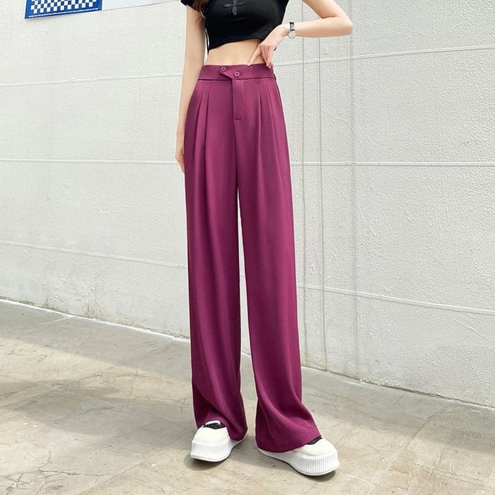 Elegant Wide-Leg Silk Trousers for Women