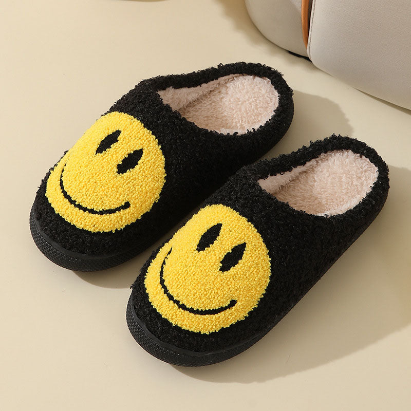 Cozy Smiley Face Plush Fur Slippers