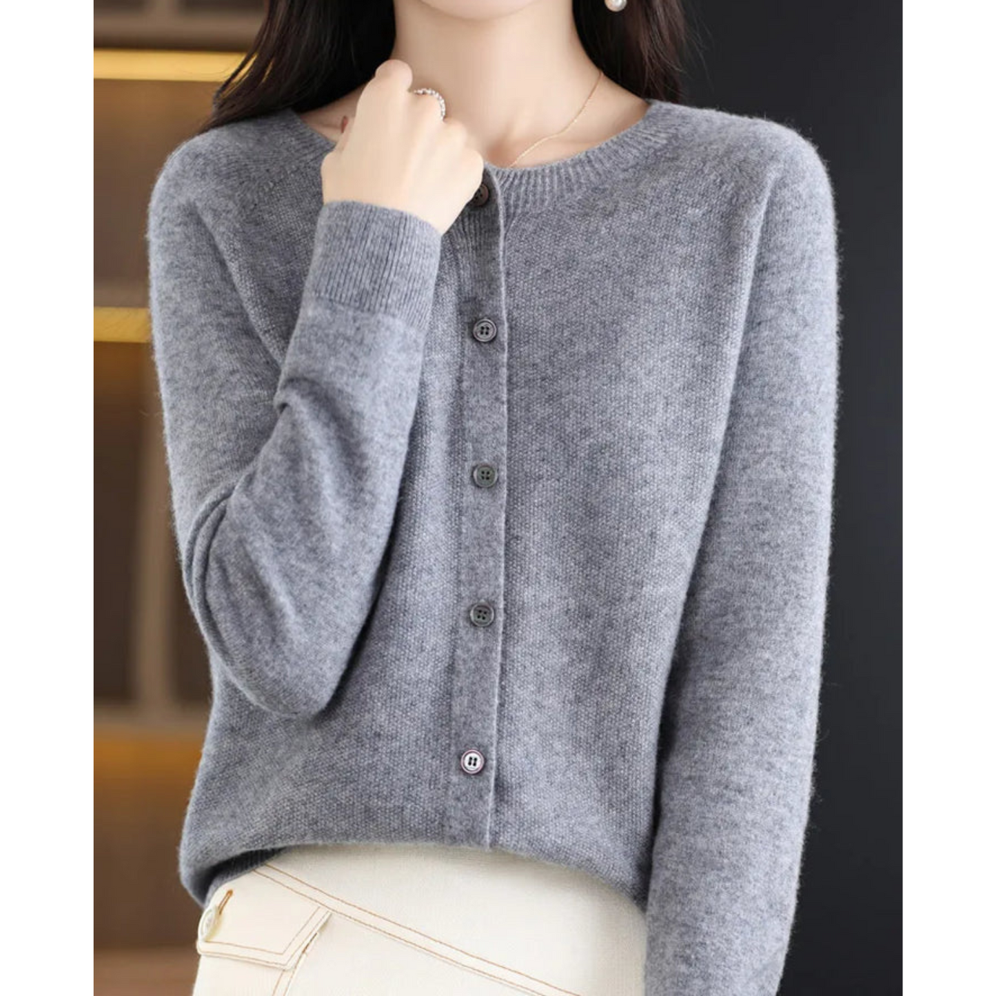 Elegant Women's V-Neck Cardigan Sweater