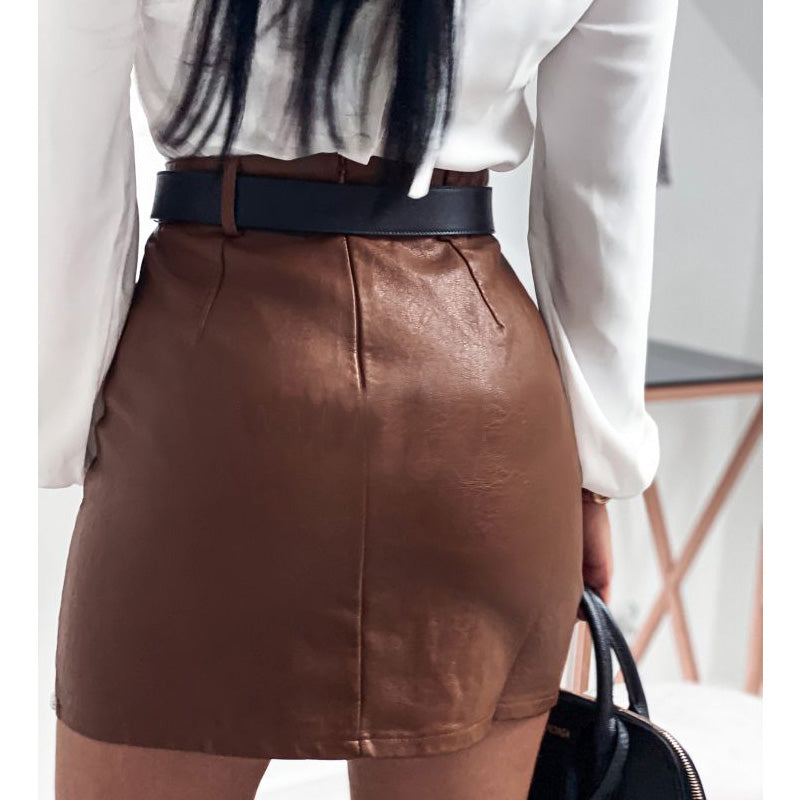 Stylish Studded PU Leather Skirt for Women