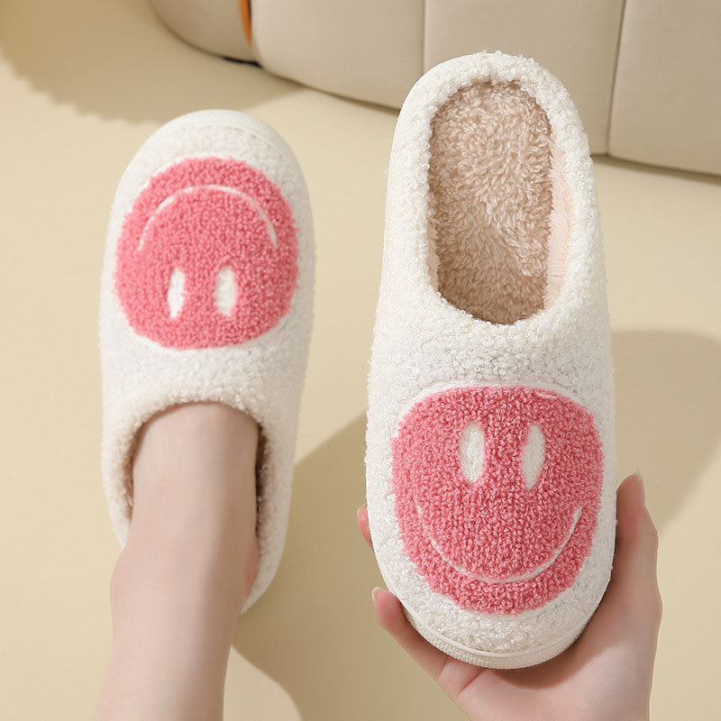 Cozy Smiley Face Plush Fur Slippers