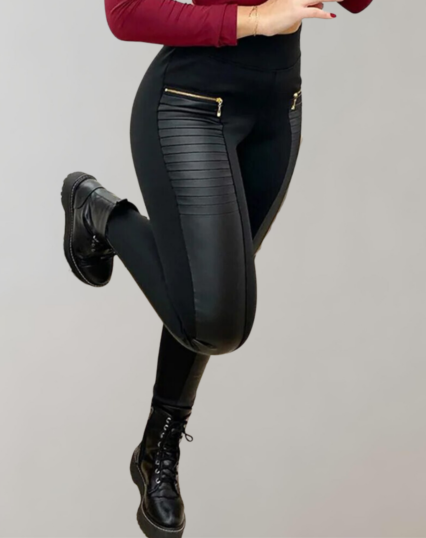 Edgy PU Leather High Waist Skinny Pants