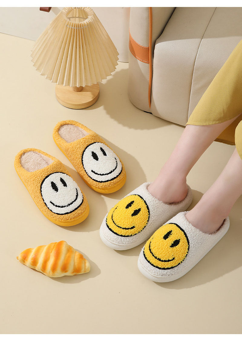 Cozy Smiley Face Plush Fur Slippers