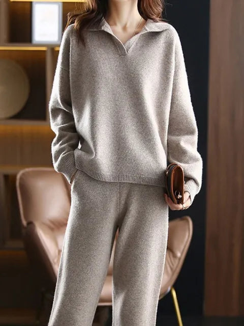 Stylish Oversized Polo Collar Tracksuit Set