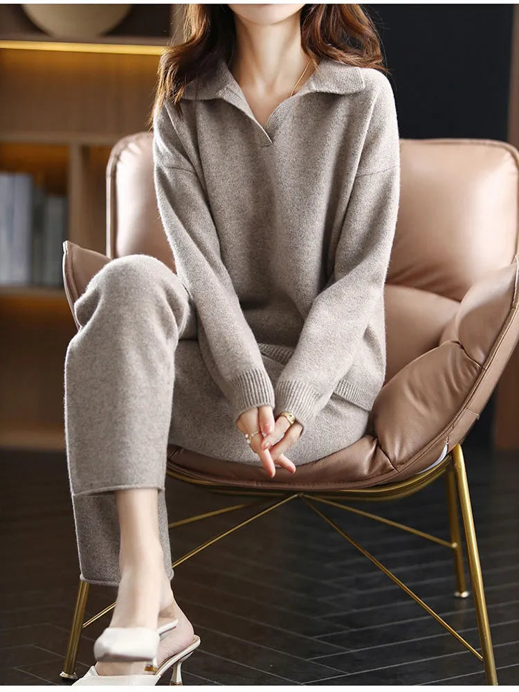 Stylish Oversized Polo Collar Tracksuit Set