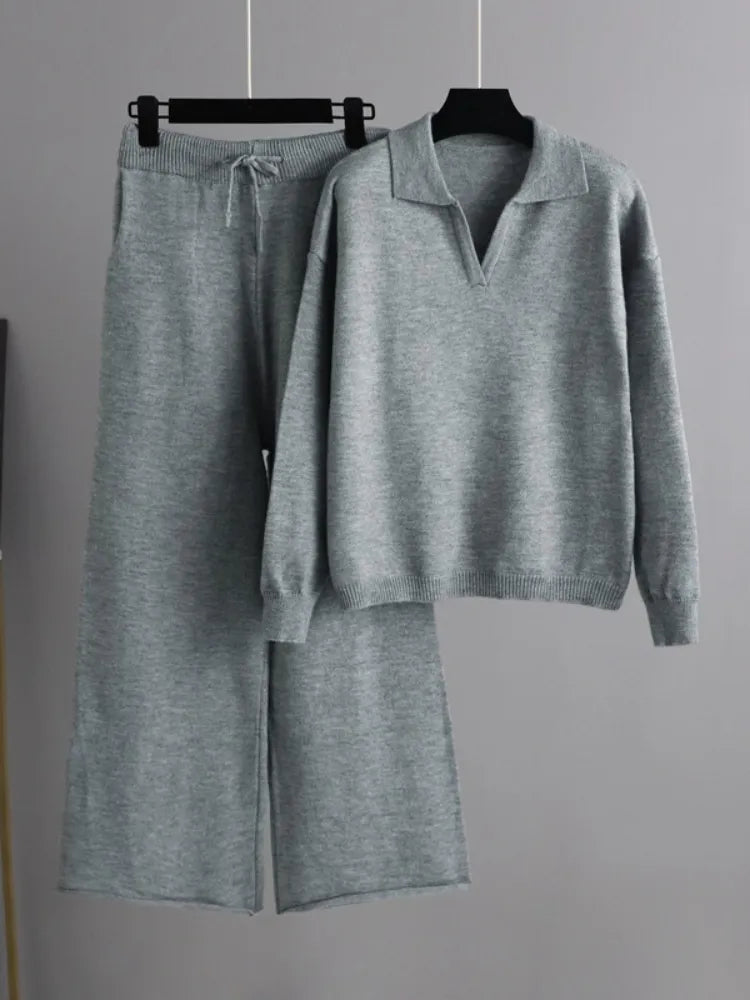 Stylish Oversized Polo Collar Tracksuit Set