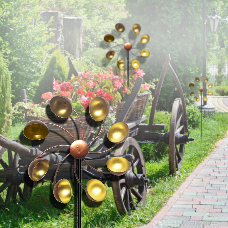 Colorful Metal Flower Wind Spinner for Gardens