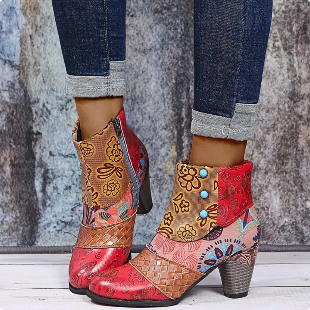 Stylish Waterproof Retro High-Heeled Boots