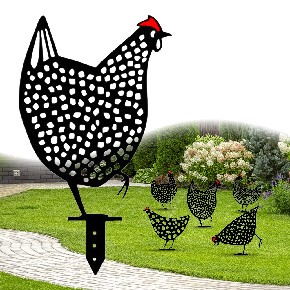Handcrafted Metal Chicken Garden Stakes