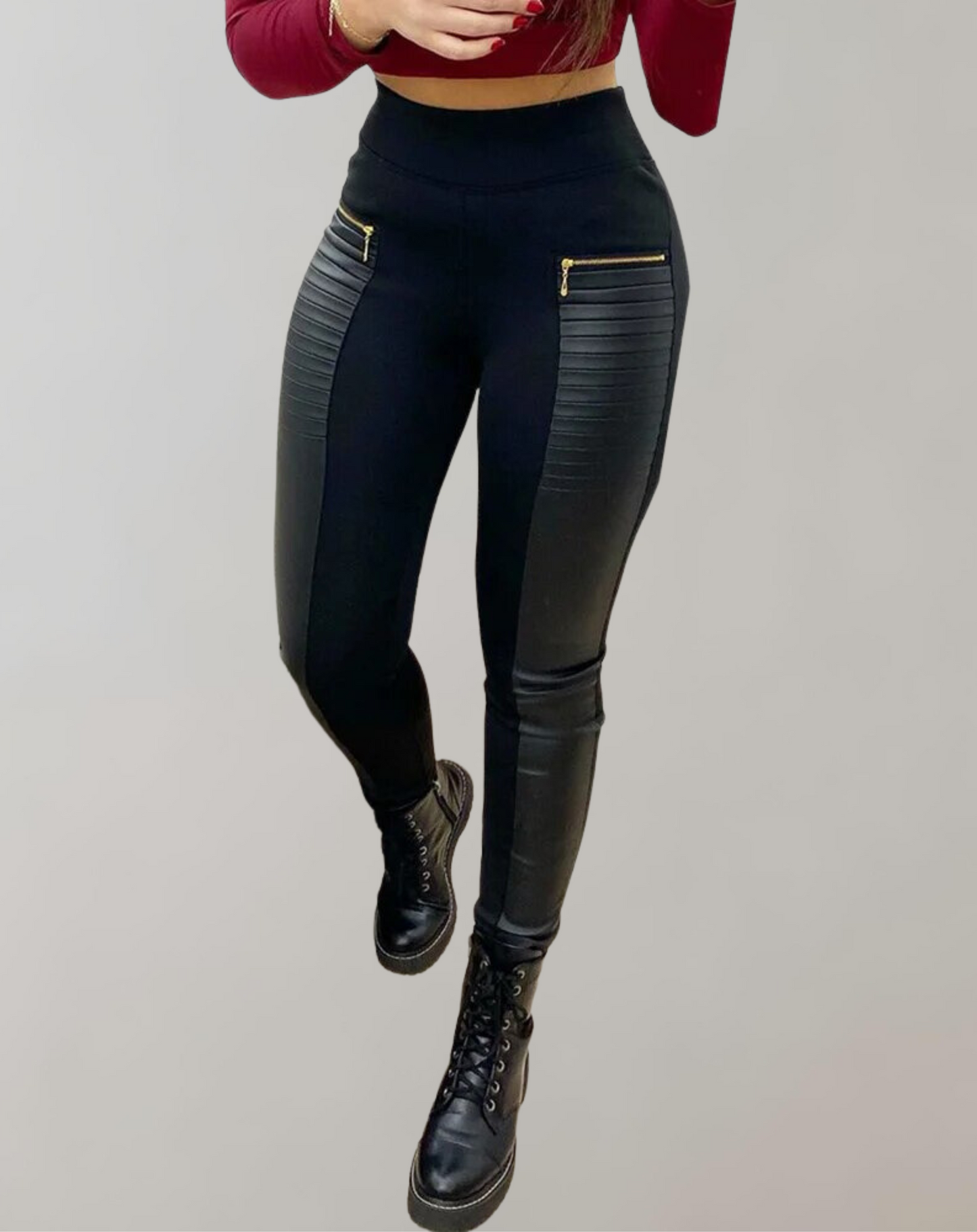 Edgy PU Leather High Waist Skinny Pants
