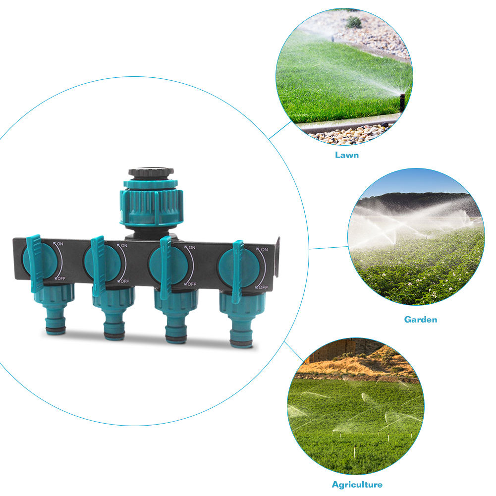 4-Way Adjustable Garden Hose Splitter