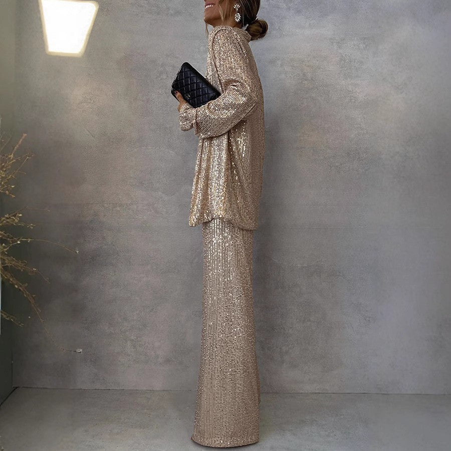 Glamorous High-Waist Sequin Suit for Events