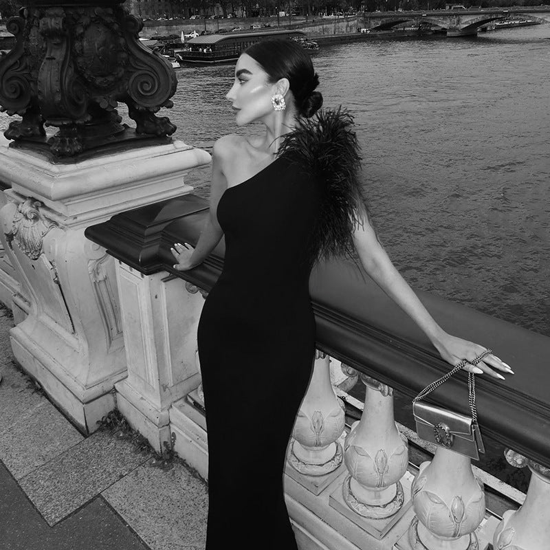 Elegant Off-Shoulder Fur Dress for All Occasions