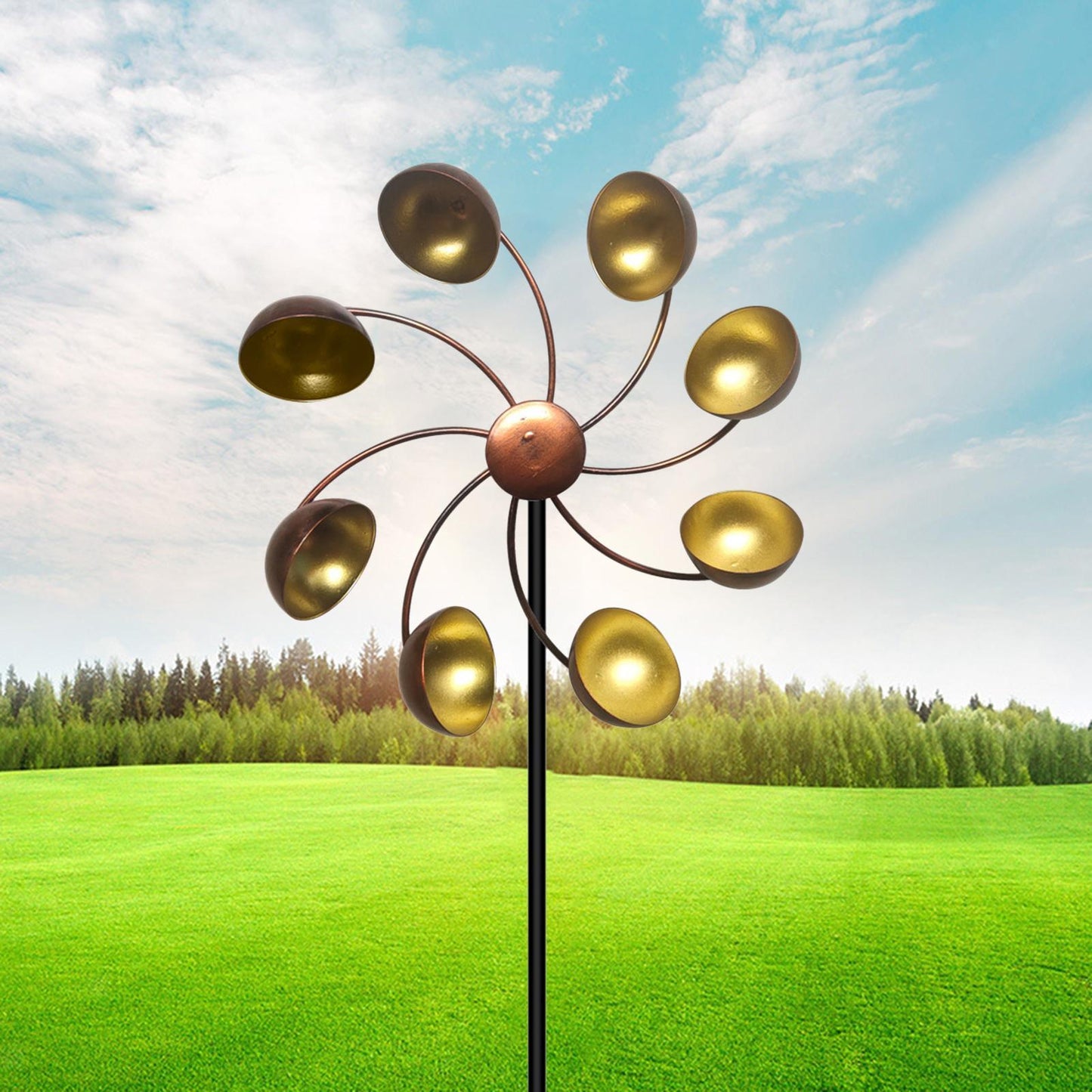 Colorful Metal Flower Wind Spinner for Gardens