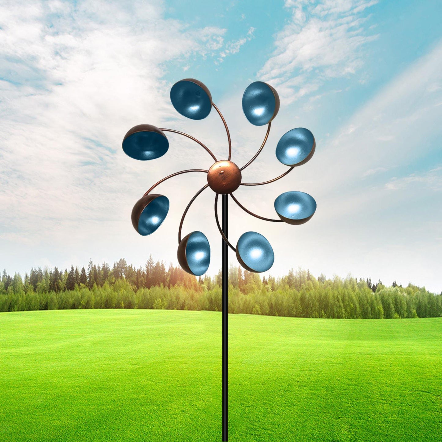 Colorful Metal Flower Wind Spinner for Gardens