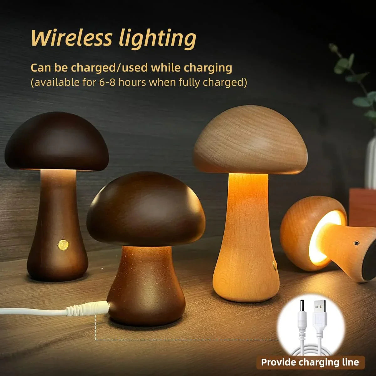 LUMISHROOM – Enchanting Wooden Mushroom Night Light