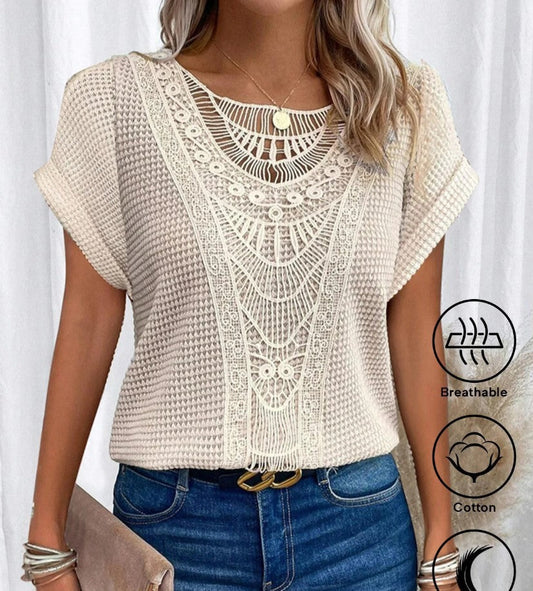 Elegant Lace Patchwork Women's T-Shirt