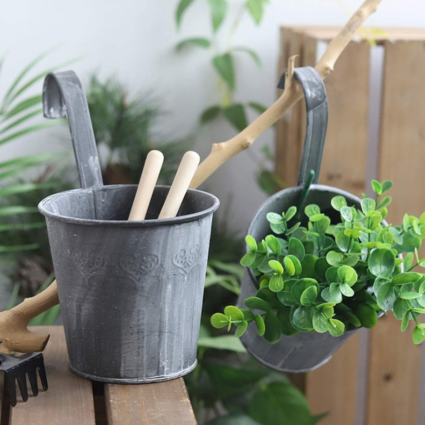Vintage Hanging Metal Planter for Stylish Displays