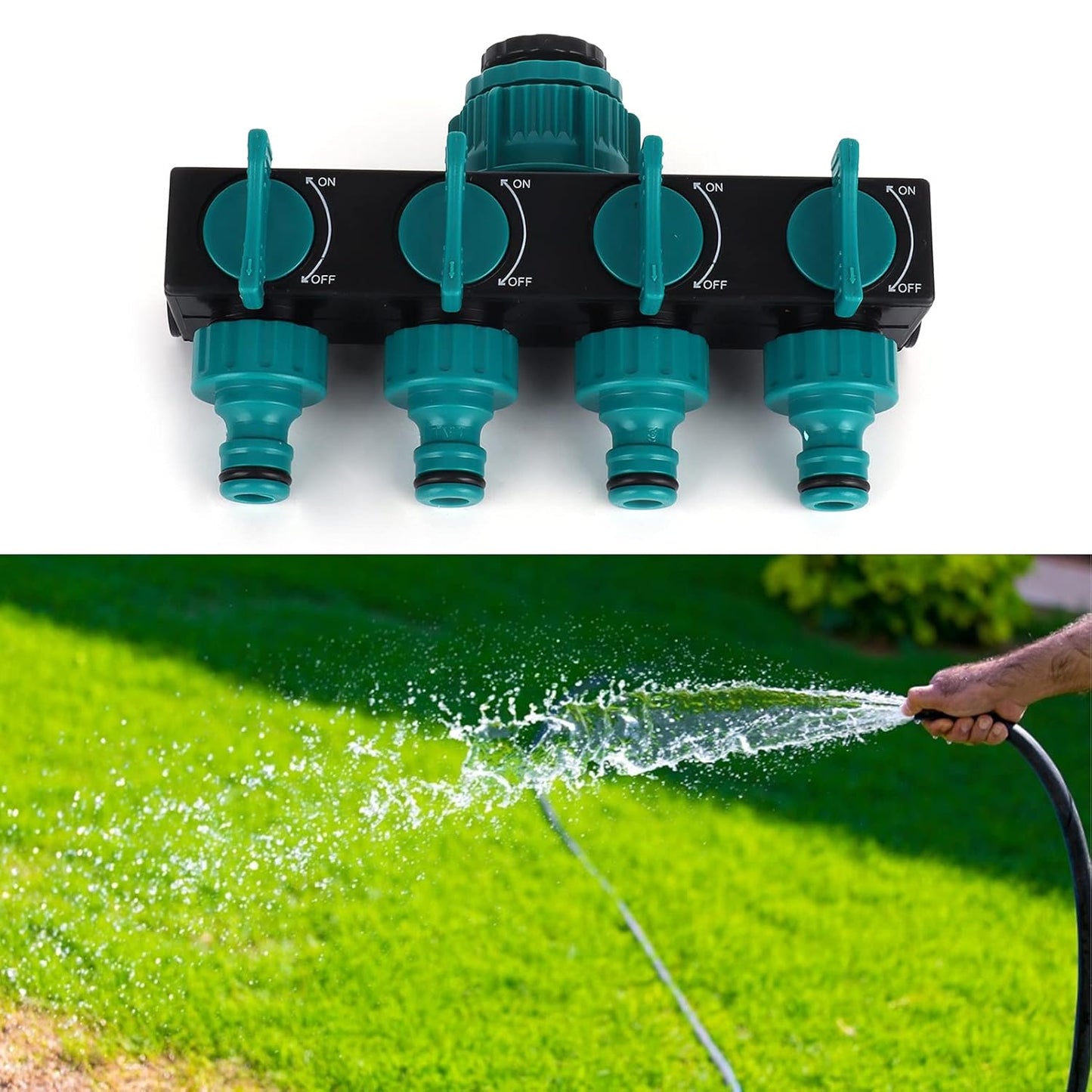 4-Way Adjustable Garden Hose Splitter