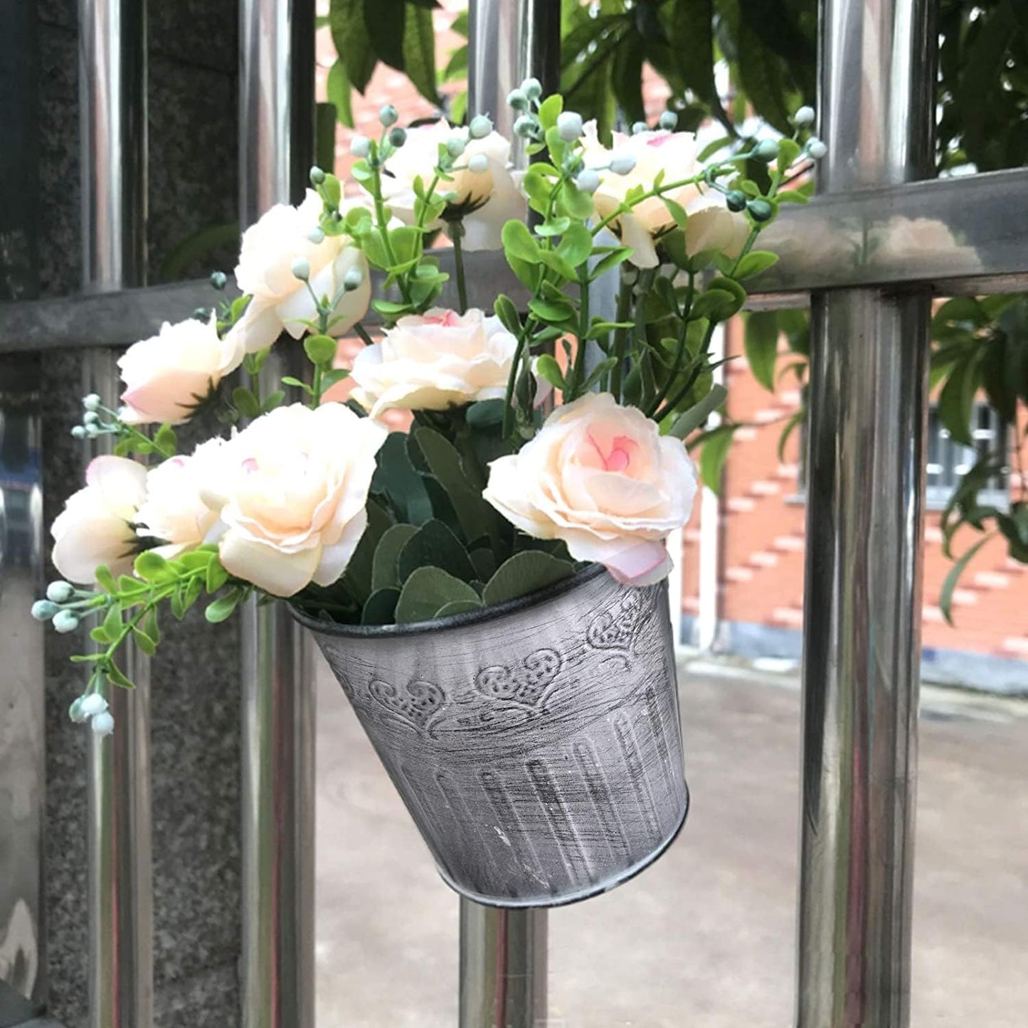 Vintage Hanging Metal Planter for Stylish Displays