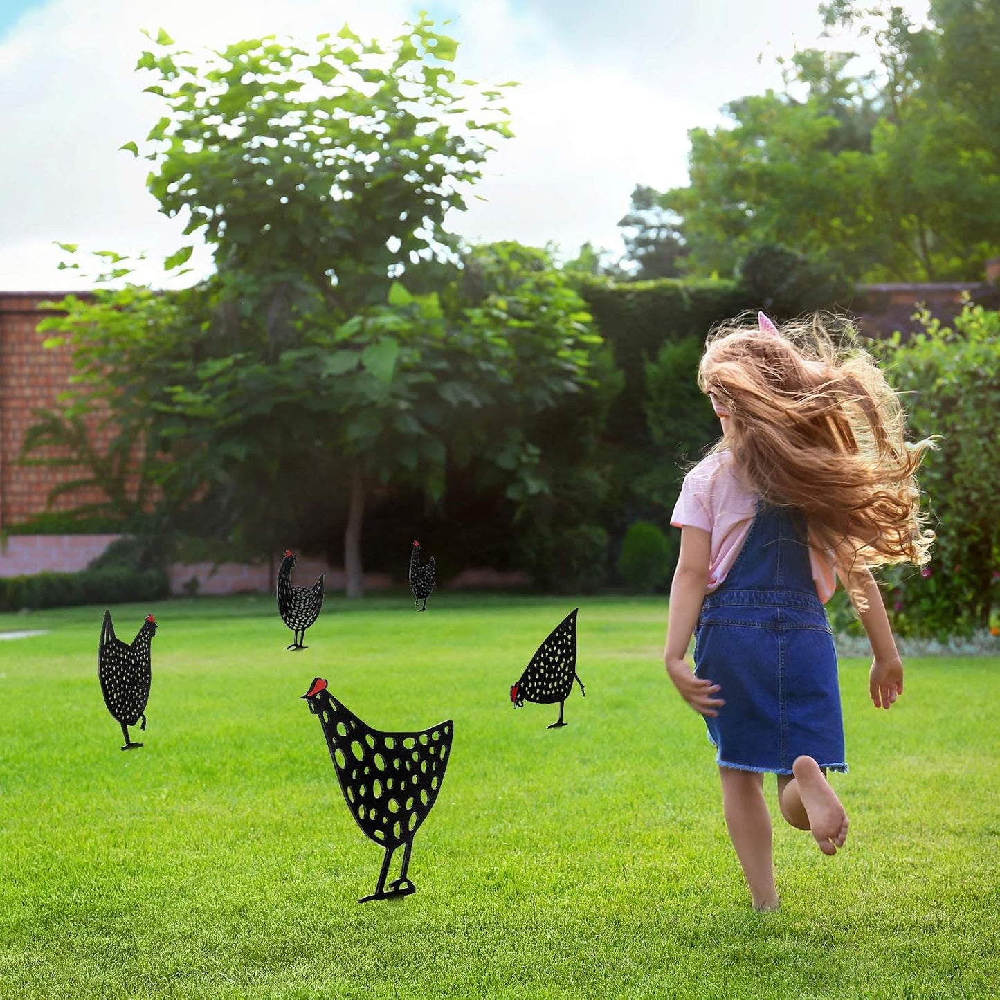 Handcrafted Metal Chicken Garden Stakes