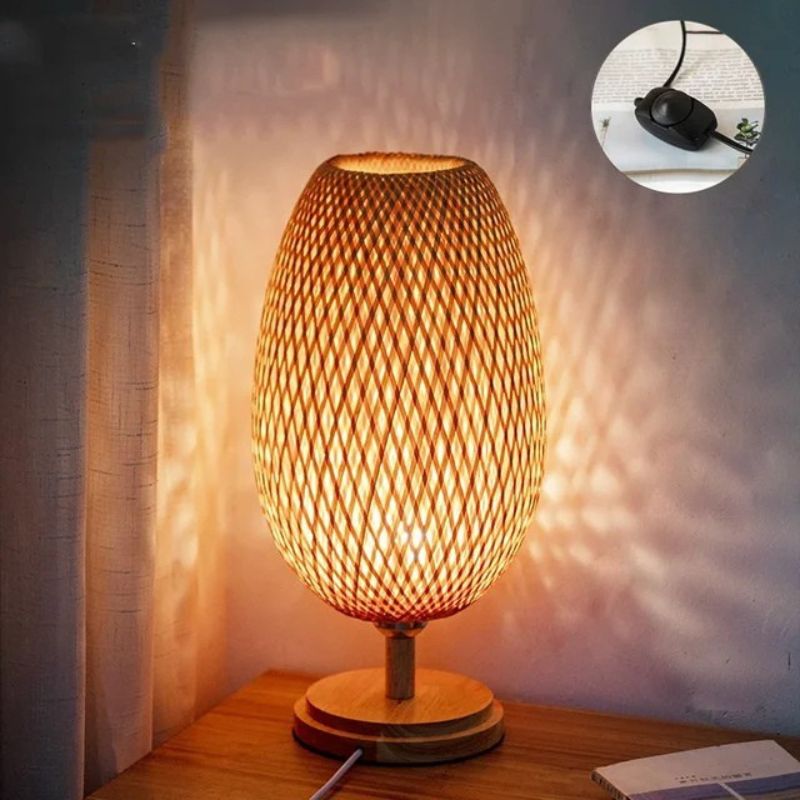 BAMBOO LUMINA – Vintage Table Lamp with Rustic Charm