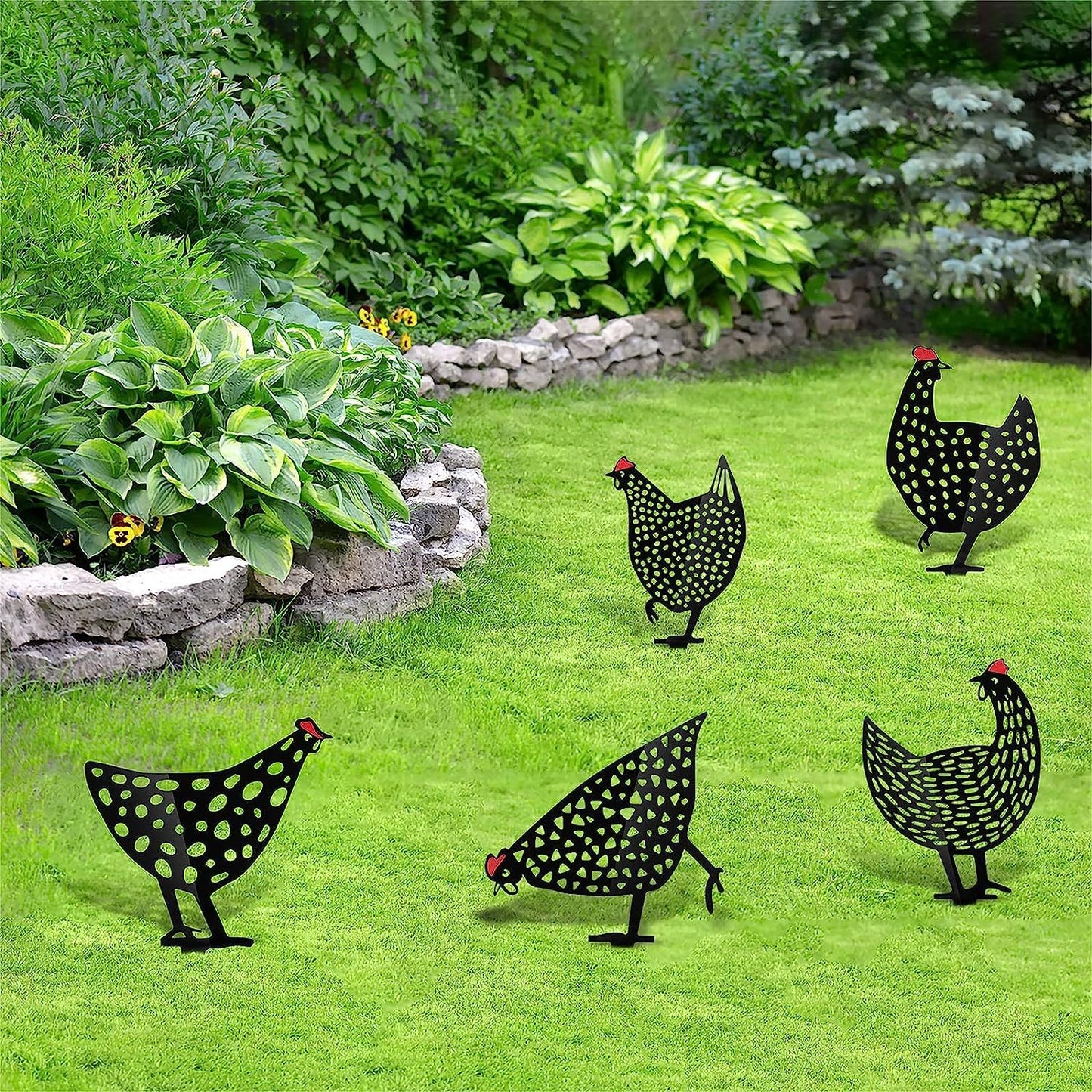 Handcrafted Metal Chicken Garden Stakes