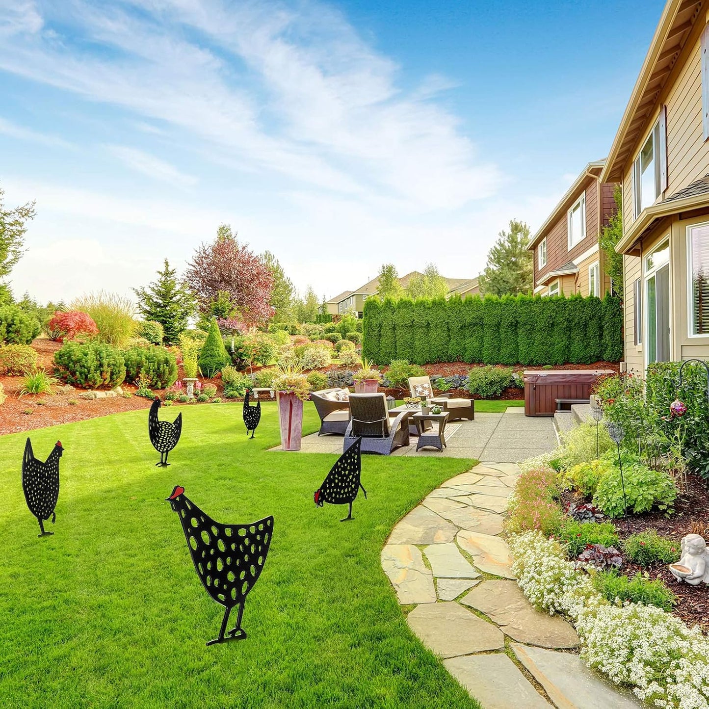 Handcrafted Metal Chicken Garden Stakes