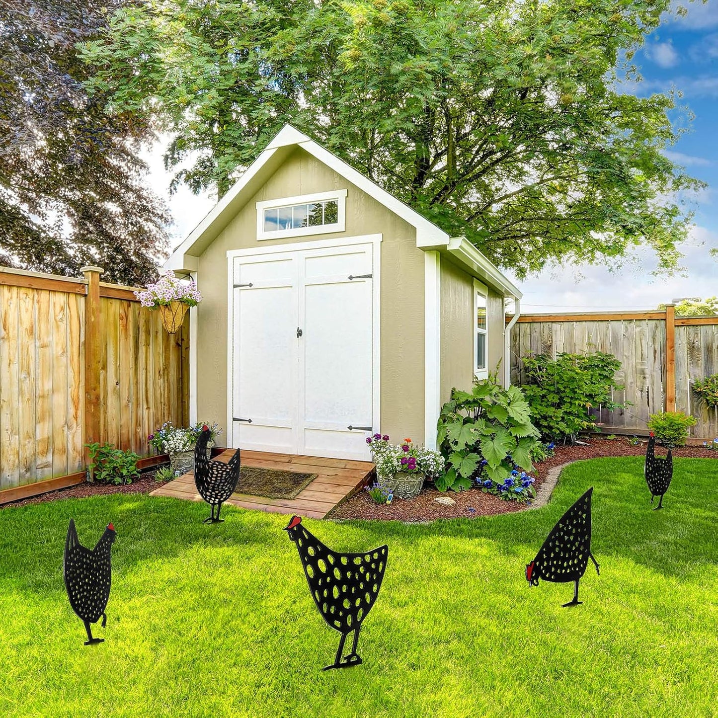 Handcrafted Metal Chicken Garden Stakes