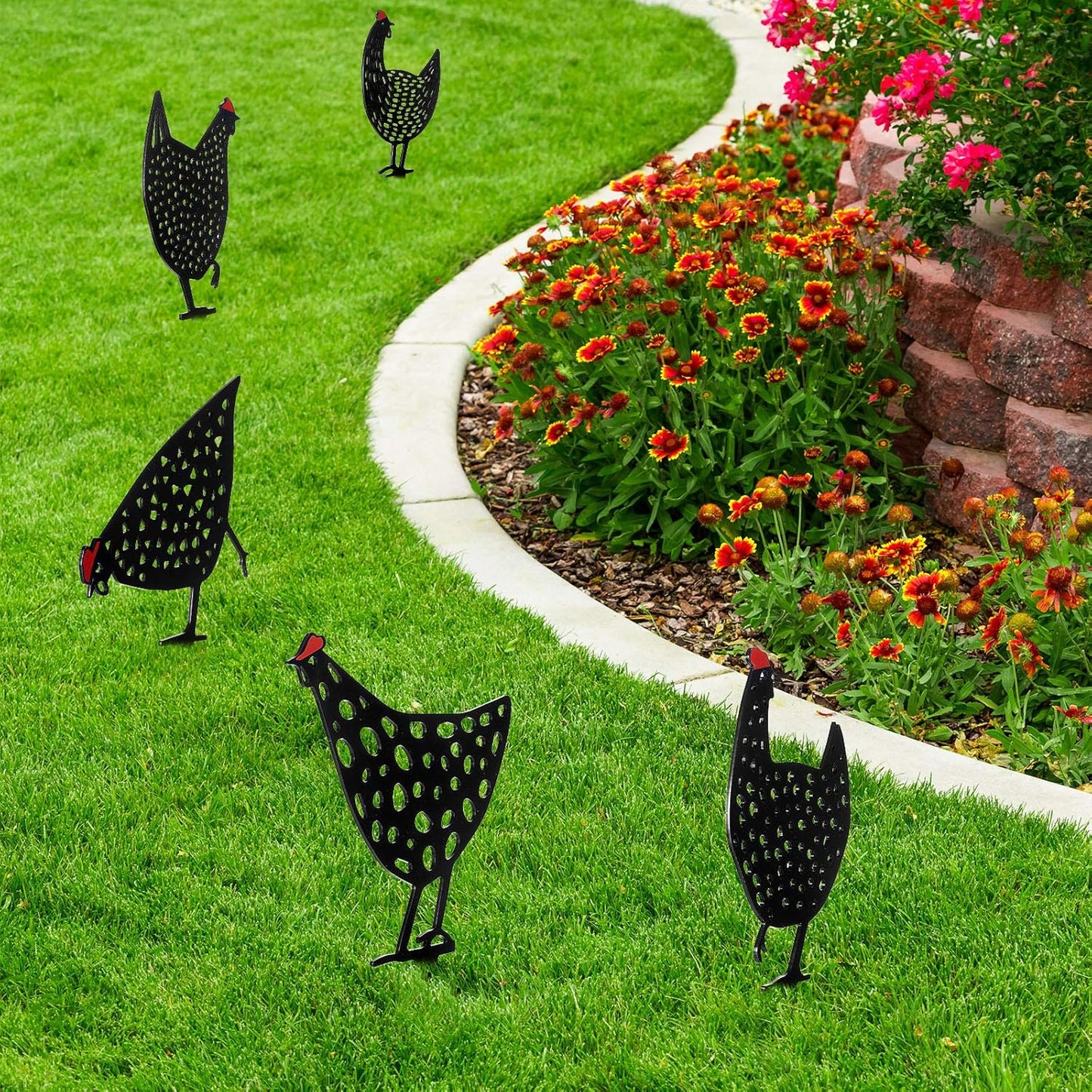 Handcrafted Metal Chicken Garden Stakes