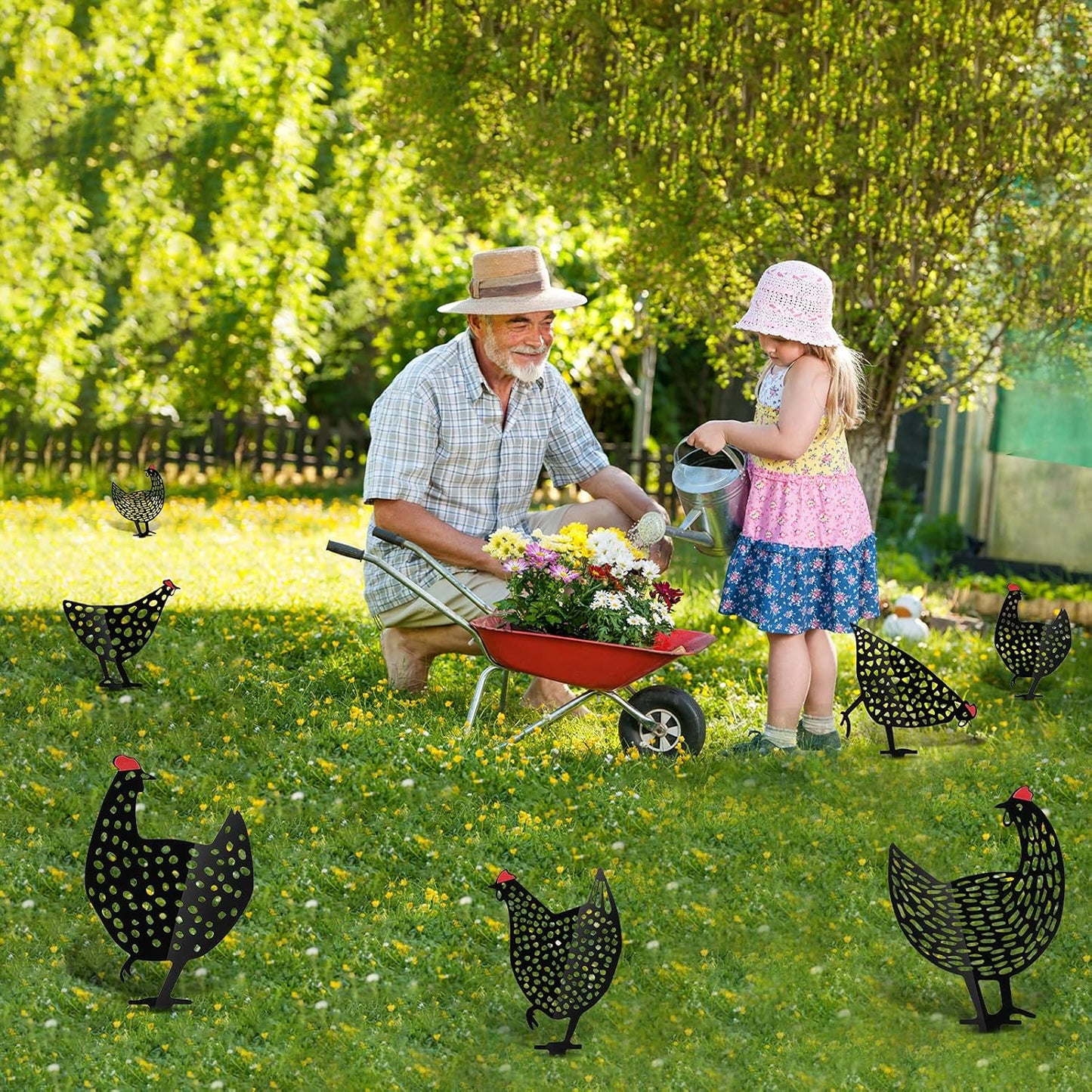 Handcrafted Metal Chicken Garden Stakes