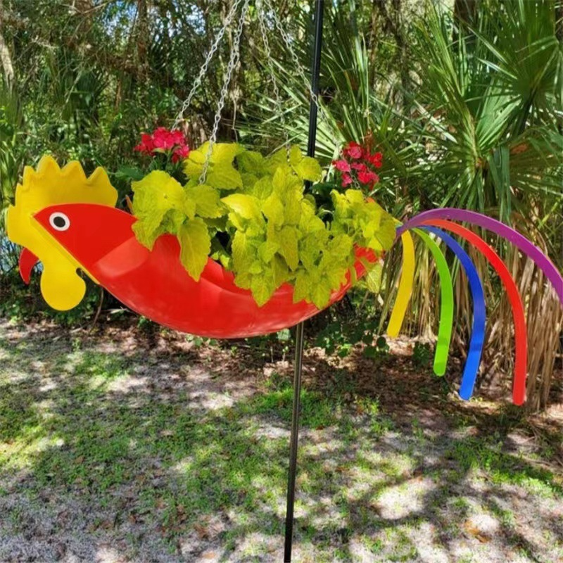 Whimsical Chicken Design Hanging Plant Bowl