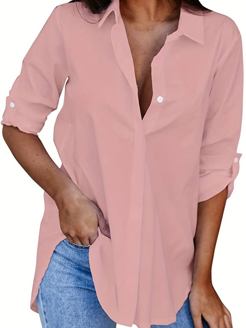 Chic Women's Button-Up Long Sleeve Blouse