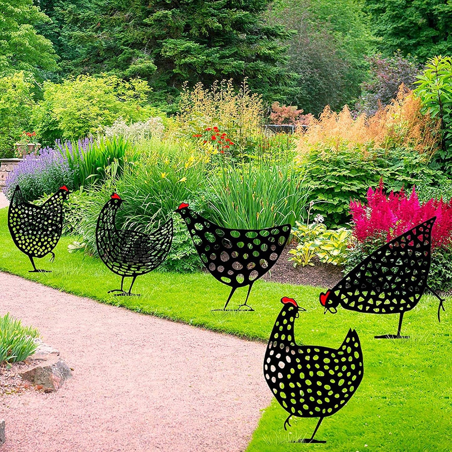 Handcrafted Metal Chicken Garden Stakes