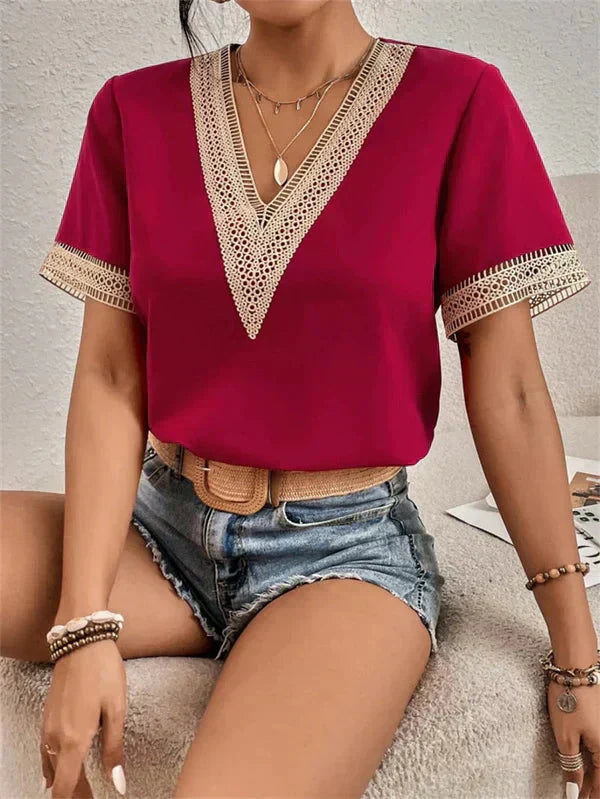Chic Women's V-Neck Lace Top