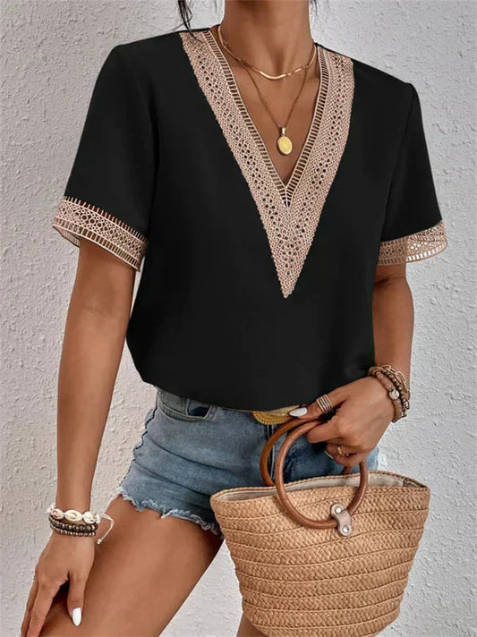 Chic Women's V-Neck Lace Top