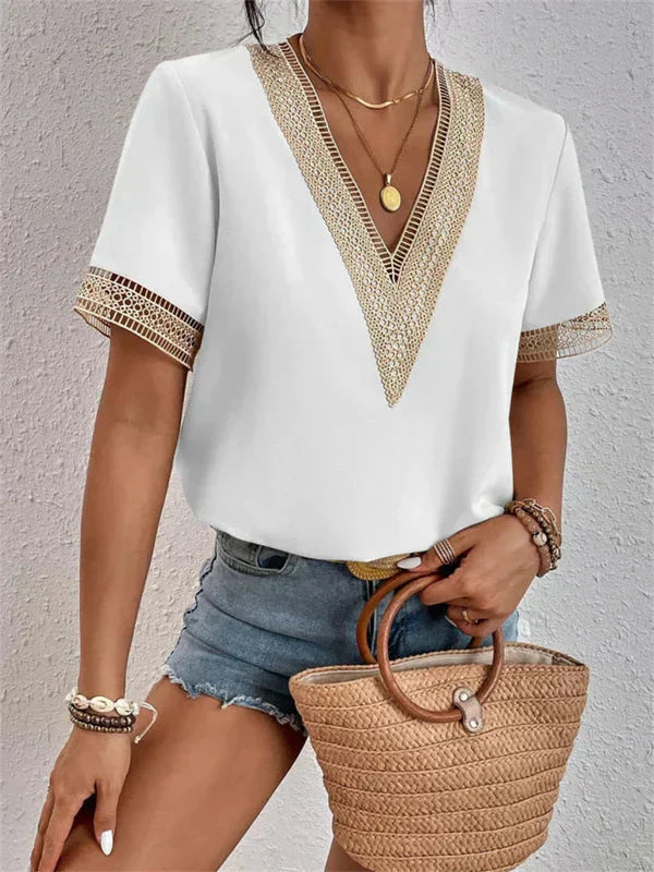 Chic Women's V-Neck Lace Top