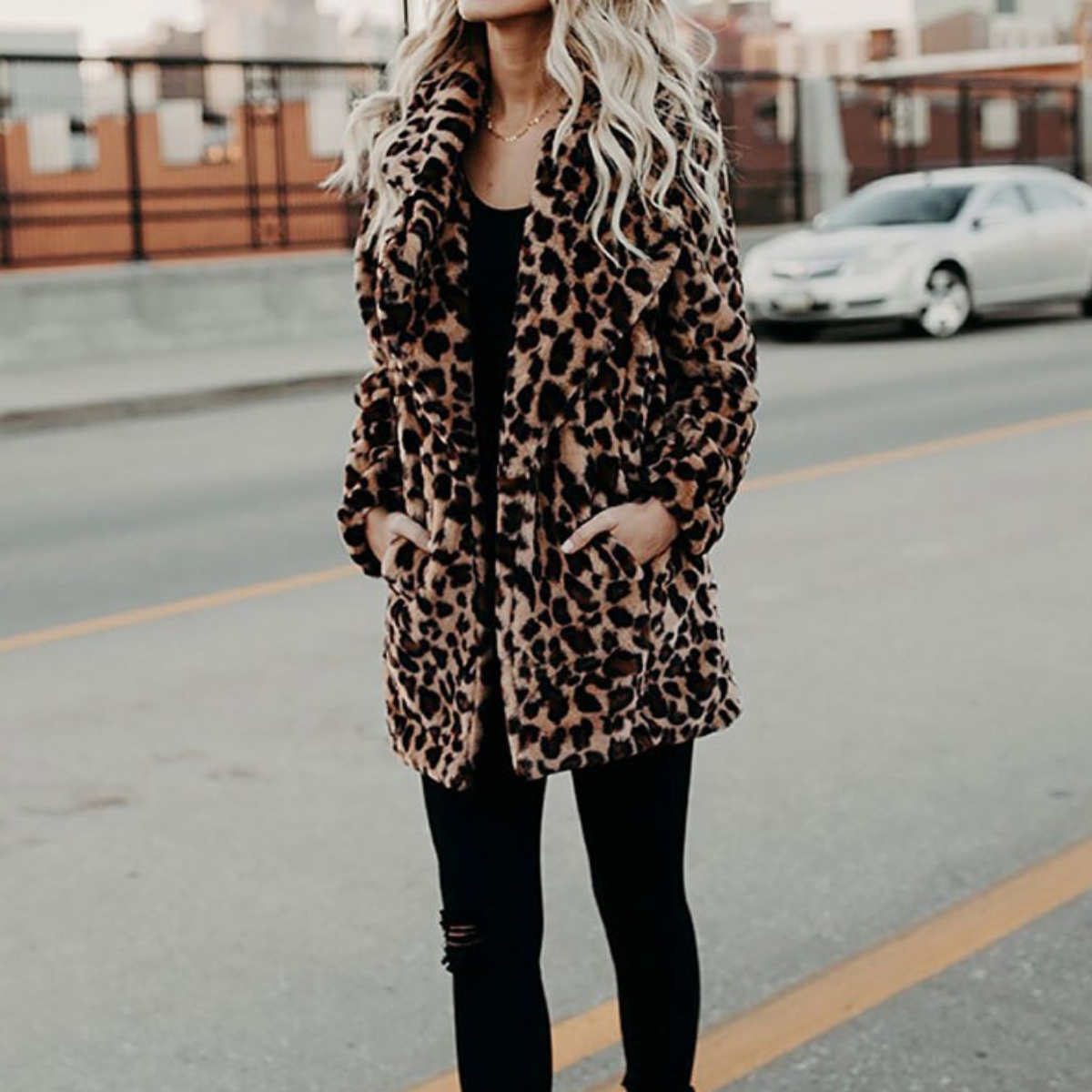 Luxurious Leopard Print Plush Fur Jacket