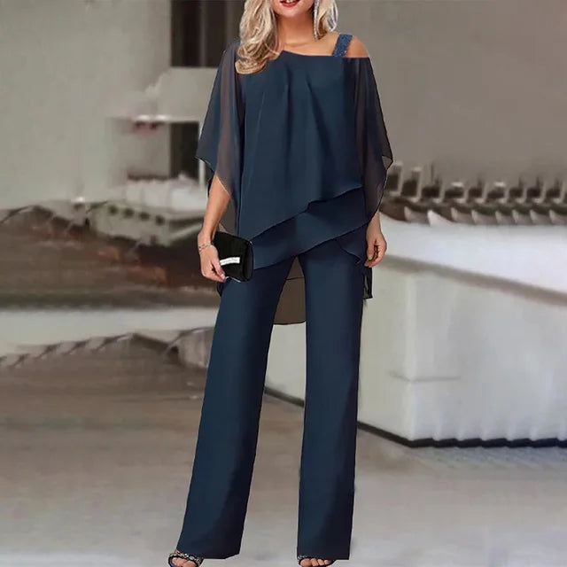 Elegant Off-Shoulder Women's Suit Set