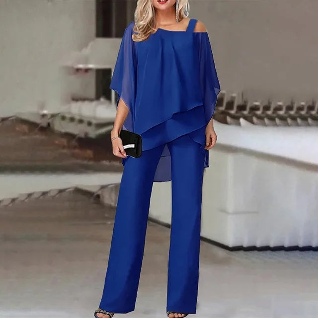 Elegant Off-Shoulder Women's Suit Set