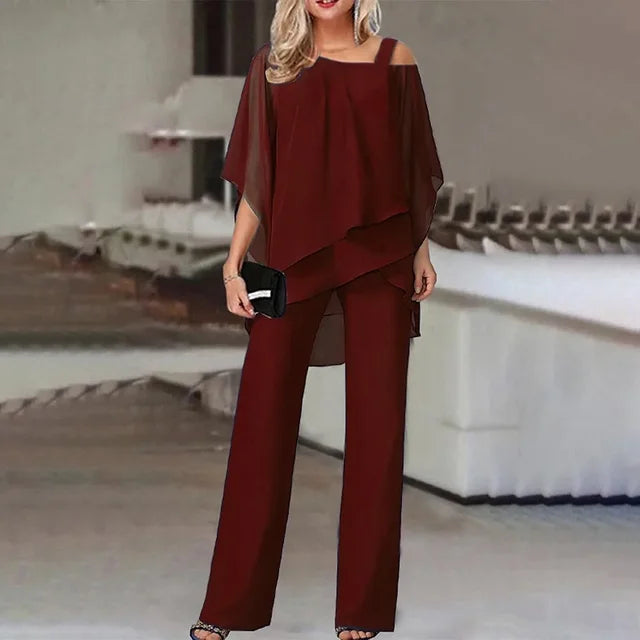 Elegant Off-Shoulder Women's Suit Set