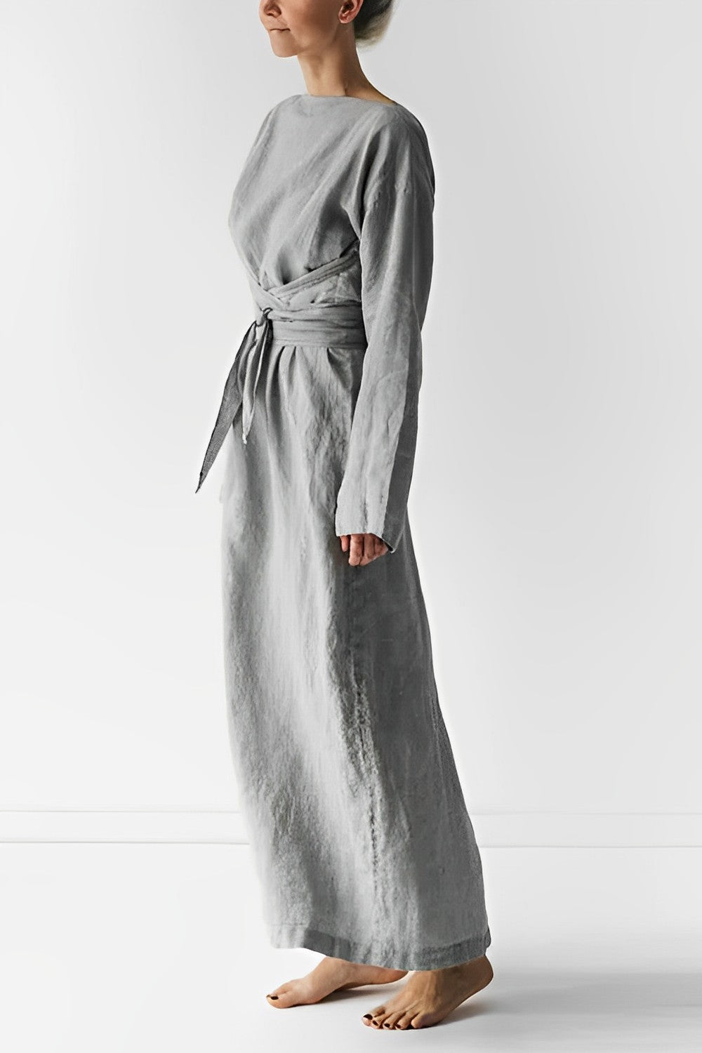 Effortless Linen Wrap Maxi Dress