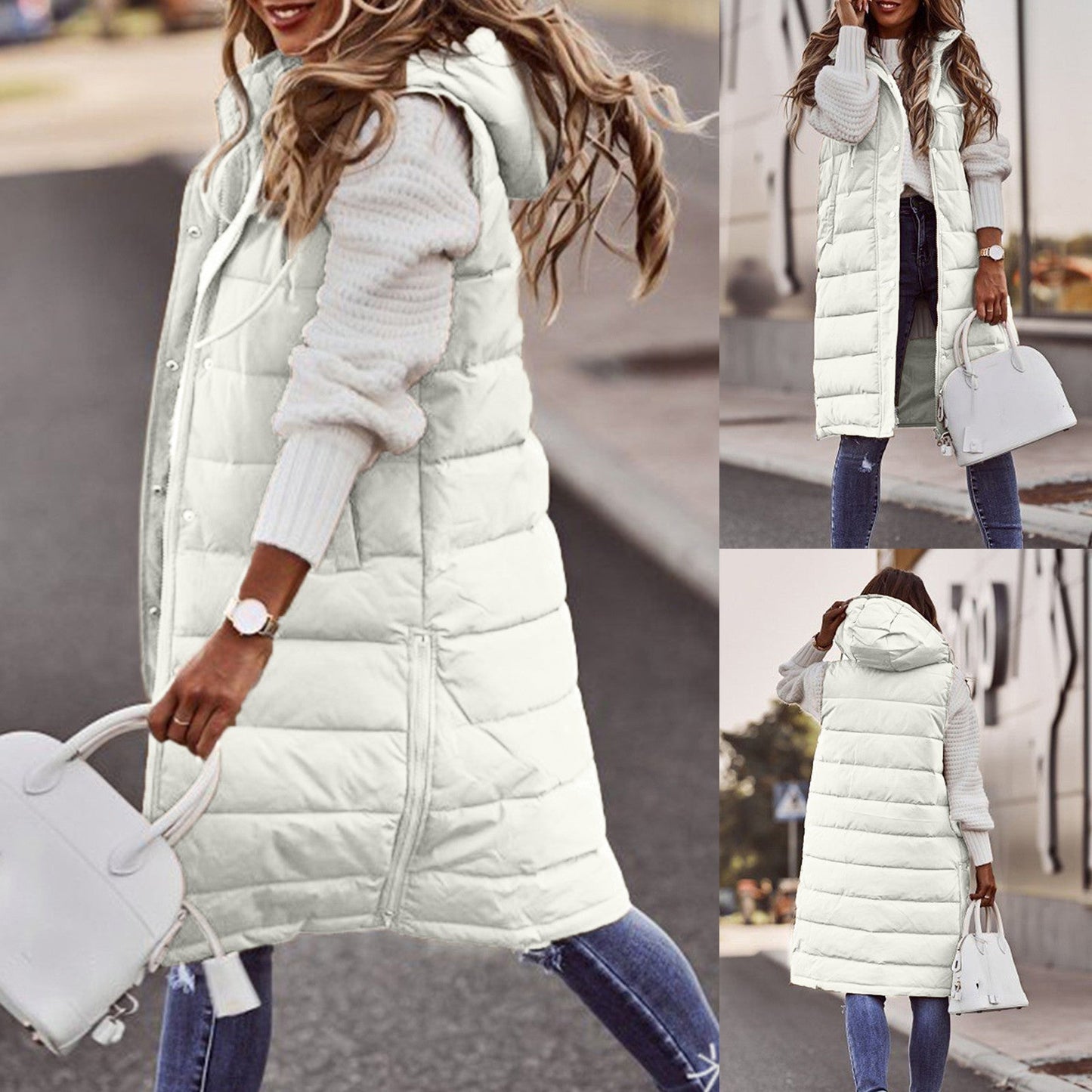 Stylish Hooded Long Bodywarmer Vest