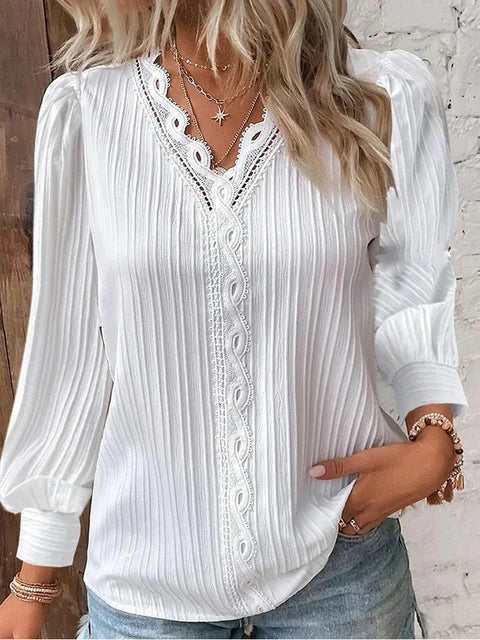 Chic V-Neck Lace Tops for Women