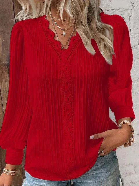 Chic V-Neck Lace Tops for Women